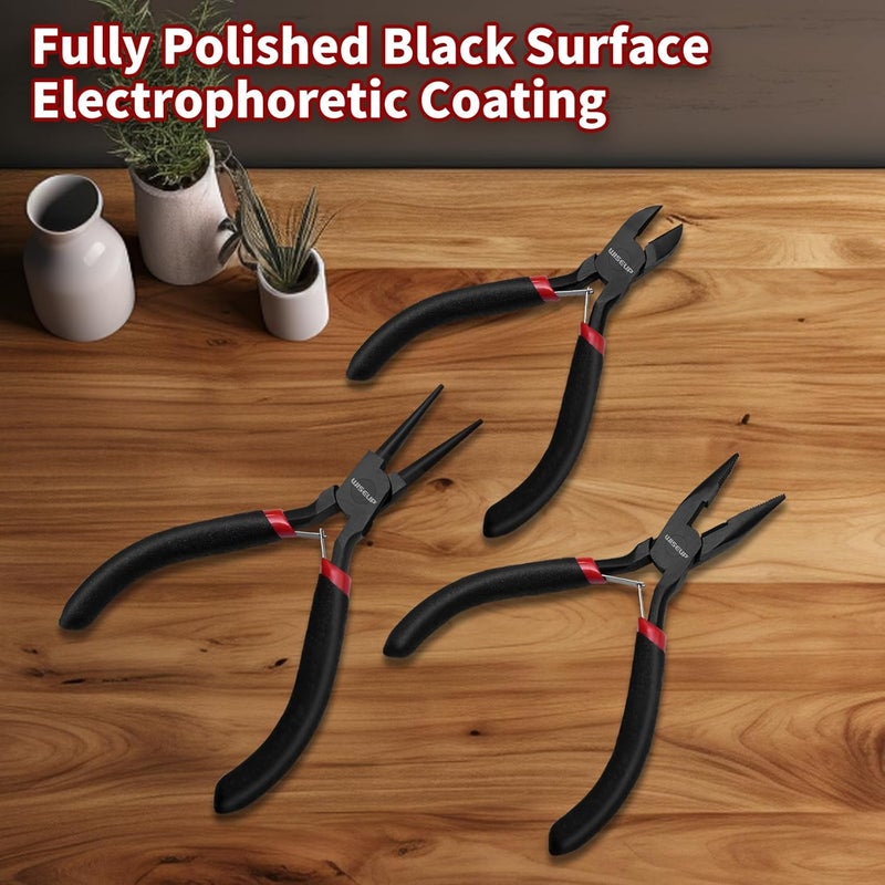 WISEUP 3 Pcs Jewelry Pliers Set - Needle/Chain Nose, Round Nose and Wire Cutters for Jewelry DIY Craft，Repair & Wire Wrapping - Image 5